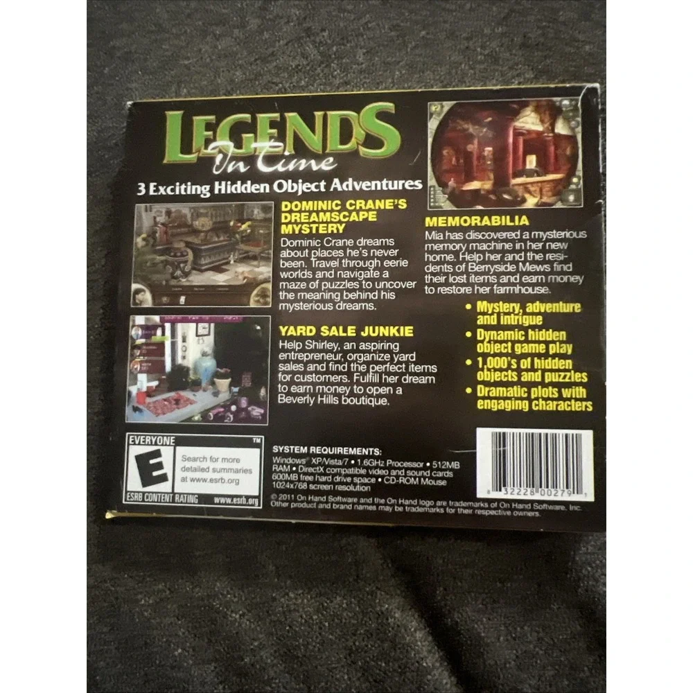 On Hand Legends On Time PC Game 3-Pak Everyone Black Hidden Object Collection